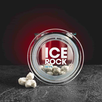 Icerock CBD HHC Moonrock, представен в продуктов кадър като специален конопен продукт.